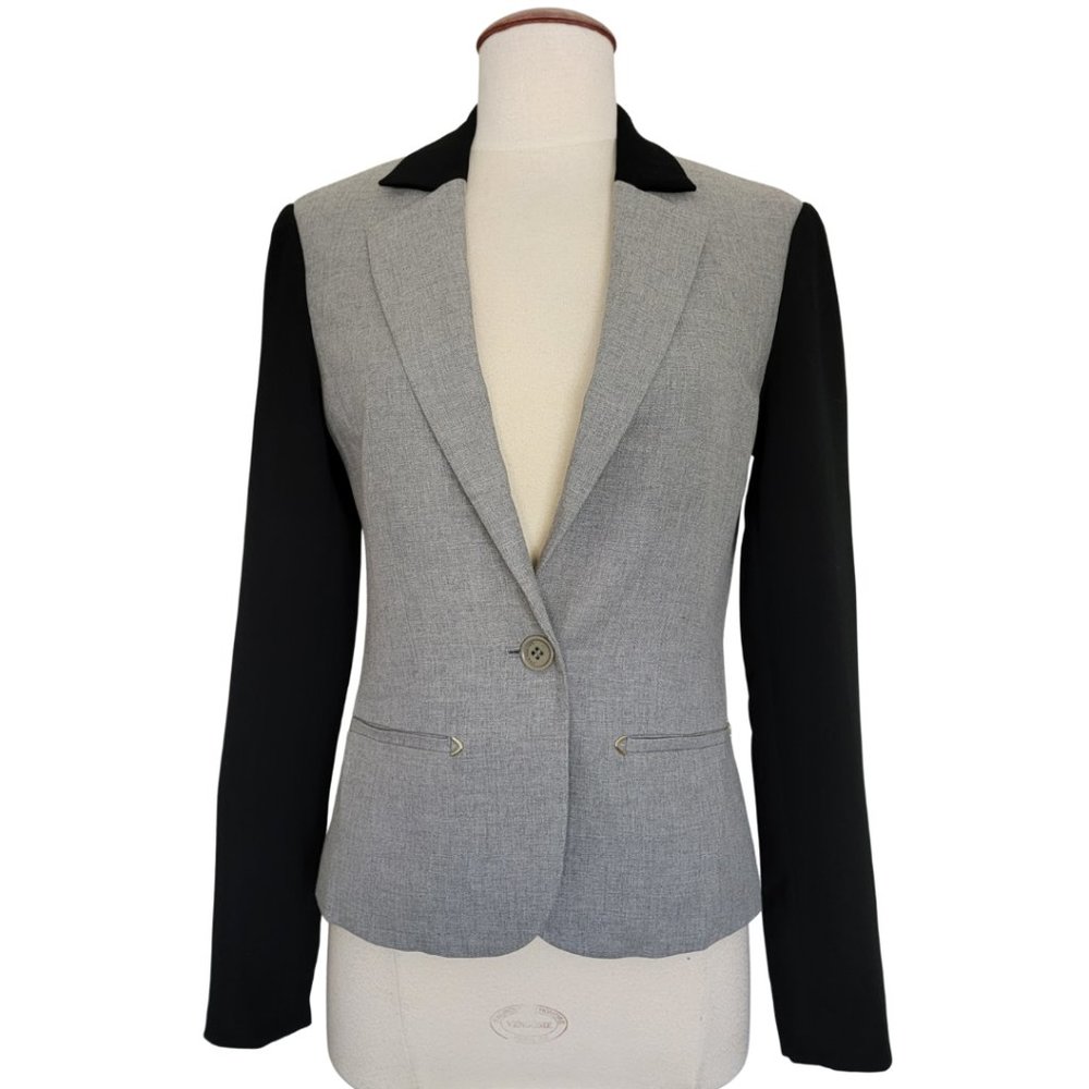 Rachel Roy Gray & Black Color Block Blazer